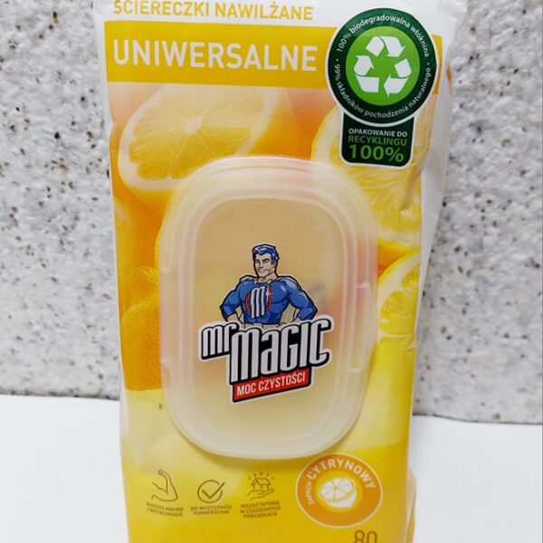 Вологі серветки для прибирання "Mr. Magic" універсальні, з лимонним ароматом, 80 шт.