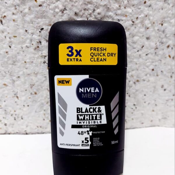 Чоловічий твердий антиперсперант "Nivea Men" Black&White Invisible Original, 48 годин захисту, 50 мл