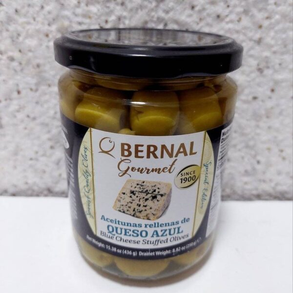 Оливки зелені Bernal Gourmet фаршировані блакитним сиром, 436 г