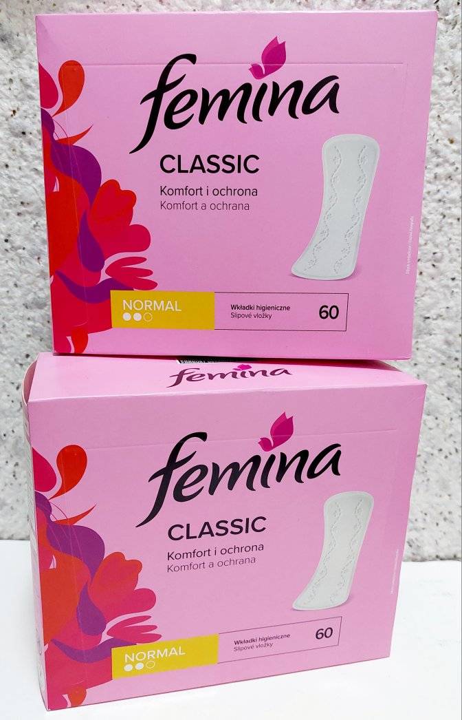 Щоденні прокладки "Femina" класичні, 2 крап., 60 шт. 1 Щоденні прокладки "Femina" класичні, 2 крап., 60 шт.