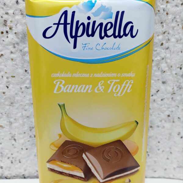 Молочний шоколад Alpinella Банан-Тоффі, 100 грам