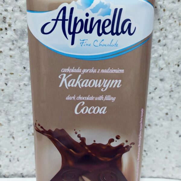 Чорний шоколад Alpinella з какаовою начинкою, 100 грам